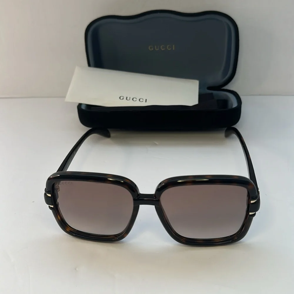 💯- New Authentic Gucci GG1066S 002 59 Havana Sunglasses